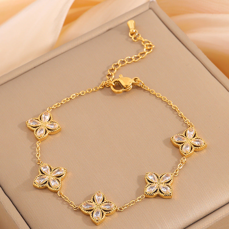 Lucky Clover Stainless Steel Bracelet