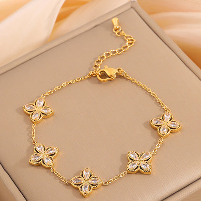 Lucky Clover Stainless Steel Bracelet