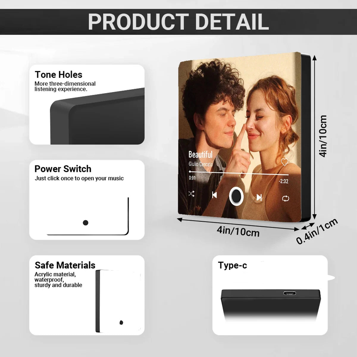 Personalized Photo Music Fridge Magnet with Frame