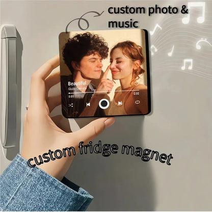 Personalized Photo Music Fridge Magnet with Frame