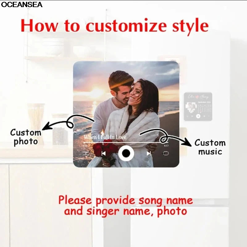 Personalized Photo Music Fridge Magnet with Frame